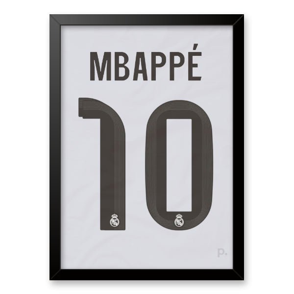 Quadro - Camisa do Real Madrid - Kylian Mbappé (10) - placar | creative studio