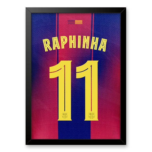 Quadro - Camisa do Barcelona - Raphinha (11) - placar | creative studio